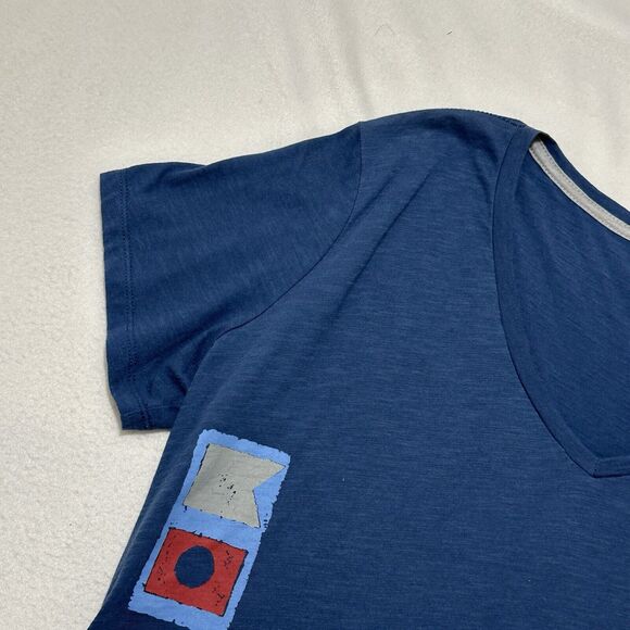 Columbia PFG Women's XL Blue V-Neck Short Sleeve Nautical Graphic T Shirt - Picture 6 of 13